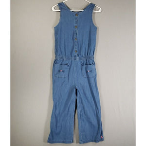Joules Jumpsuit Girls No Size Tag Chambray Una Bunny Pockets Cute Button Front